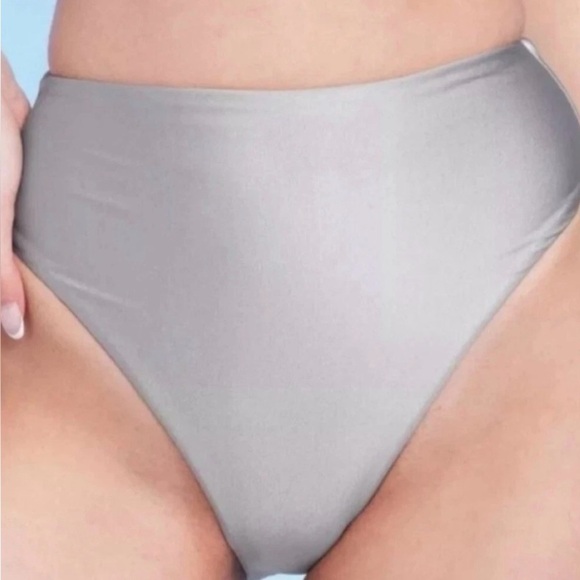 Shade & Shore Gray Ruched Bandeau Bikini Top|High-Waisted Bikini Bottom 2X. NWT - Picture 14 of 15